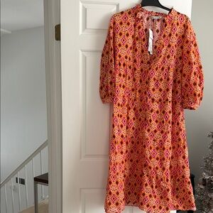 Zara Vibrant Orange and Pink Midi Dress